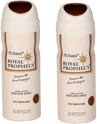 Al Nuaim Royal Prophecy Deodorant Spray - For Men & Women (200 ml) Deodorant Spray - For Men & Women(400 ml, Pack of 2)
Al Nuaim Royal Prophecy Deodorant Spray - For Men & Women (200 ml) Deodorant Spray - For Men & Women(400 ml, Pack of 2)