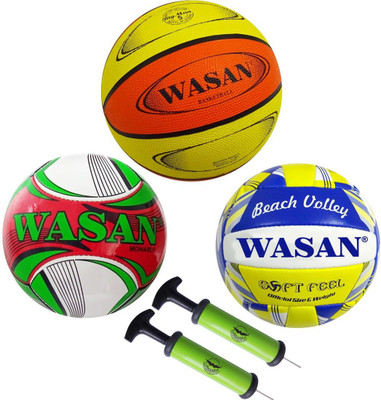 Wasan Sports Balls Set - Football / Basketball / Volleyball / Pump(For 10 Years and above) Football Kit
Wasan Sports Balls Set - Football / Basketball / Volleyball / Pump(For 10 Years and above) Football Kit
