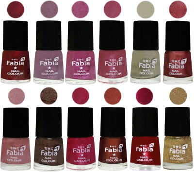 Fabia Premium Collection 12 Piece Color Nail Polish Shades Maroon-Light Violet-Rani-Pink Maroonish-Oyster-Nude Pink-Light pink-Dark Brown-Cherry Pink-Berry-Dark Magenta-Light Golden(Pack of 12)
Fabia Premium Collection 12 Piece Color Nail Polish Shades Maroon-Light Violet-Rani-Pink Maroonish-Oyster-Nude Pink-Light pink-Dark Brown-Cherry Pink-Berry-Dark Magenta-Light Golden(Pack of 12)