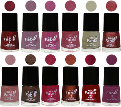 Fabia Premium Collection 12 Piece Color Nail Polish Shades Maroon-Light Violet-Rani-Pink Maroonish-Oyster-Nude Pink-Light pink-Dark Brown-Cherry Pink-Berry-Dark Magenta-Light purple(Pack of 12)
Fabia Premium Collection 12 Piece Color Nail Polish Shades Maroon-Light Violet-Rani-Pink Maroonish-Oyster-Nude Pink-Light pink-Dark Brown-Cherry Pink-Berry-Dark Magenta-Light purple(Pack of 12)