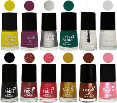 Fabia Premium Shine & Glossy Nail Polish Collection Shades (12 Pcs Combo) Yellow-Light purple-Silver-Green-Top Coat-White-Black-Jerry Wine-Jerry Pink-Jerry Golden-Light Jerry Coffee-Jerry Peach(Pack of 12)
Fabia Premium Shine & Glossy Nail Polish Collection Shades (12 Pcs Combo) Yellow-Light purple-Silver-Green-Top Coat-White-Black-Jerry Wine-Jerry Pink-Jerry Golden-Light Jerry Coffee-Jerry Peach(Pack of 12)