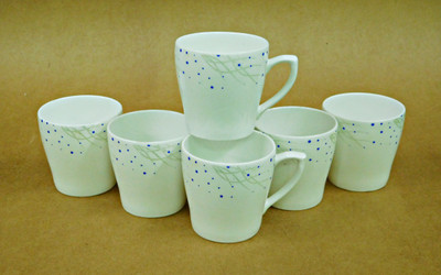 Reddish Bone China(White, Pack of 6)