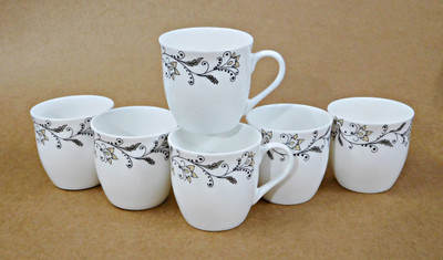 Reddish Bone China(White, Pack of 6)