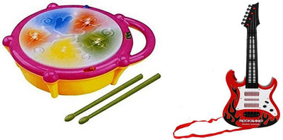 FEMININE STYLE COMBO OF FLASH DRUM & ROCK BAND GUITAR(Multicolor)
