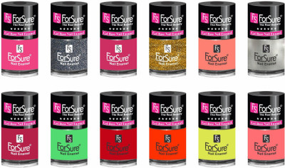 forsure hd color long lasting matte nail polish (set of 12 )unique shades princess pink, glitter dazzling, ruby pink, glitter golden, peach, silver, mania pink, neon green, hot red, orange, neon yellow, hot peach(Pack of 12)
forsure hd color long lasting matte nail polish (set of 12 )unique shades princess pink, glitter dazzling, ruby pink, glitter golden, peach, silver, mania pink, neon green, hot red, orange, neon yellow, hot peach(Pack of 12)