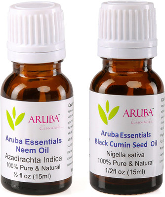 Aruba Essentials Neem Oil & Black Cumin Seed Oil 100% Undiluted Combo of 15 ml each(30 ml)
Aruba Essentials Neem Oil & Black Cumin Seed Oil 100% Undiluted Combo of 15 ml each(30 ml)