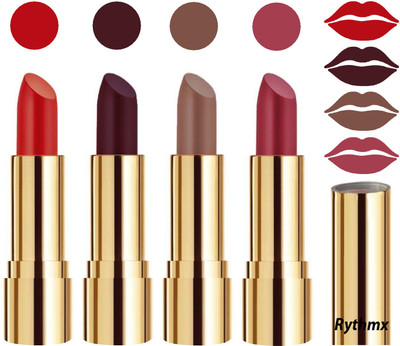 Rythmx Professional Timeless 4 Colors Collection Velvet Touch Matte Lipstick Long Stay on Lips(Reddish Orange, Dark Wine, Brown, Dark Pink)
Rythmx Professional Timeless 4 Colors Collection Velvet Touch Matte Lipstick Long Stay on Lips(Reddish Orange, Dark Wine, Brown, Dark Pink)