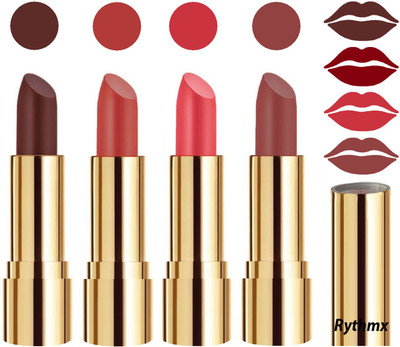 Rythmx Professional Timeless 4 Colors Collection Velvet Touch Matte Lipstick Long Stay on Lips(Chocolate Brown, Dark Peach, Carrot Red, Brown Nude, 16 g)
Rythmx Professional Timeless 4 Colors Collection Velvet Touch Matte Lipstick Long Stay on Lips(Chocolate Brown, Dark Peach, Carrot Red, Brown Nude, 16 g)