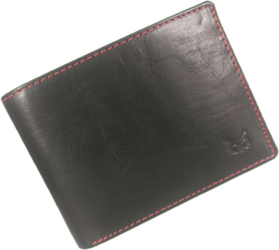 WISE OWL Men Black Genuine Leather Wallet(7 Card Slots)