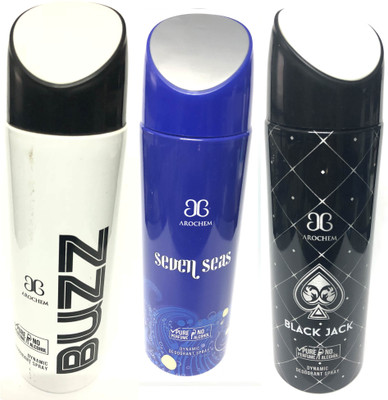 Arochem Buzz , Seven Seas & Black Jack Deodorant Spray - For Men(600 ml, Pack of 3)
Arochem Buzz , Seven Seas & Black Jack Deodorant Spray - For Men(600 ml, Pack of 3)