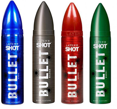 LAYERR SHOT BULLET RELOAD DEODORANT 135 ML+SHOT BULLET BANG DEODORANT 135 ML+SHOT BULLET AMMO DEODORANT 135 ML +SHOT BULLET BURST DEODORANT 135 ML Deodorant Spray - For Men & Women(135 ml, Pack of 4)
LAYERR SHOT BULLET RELOAD DEODORANT 135 ML+SHOT BULLET BANG DEODORANT 135 ML+SHOT BULLET AMMO DEODORANT 135 ML +SHOT BULLET BURST DEODORANT 135 ML Deodorant Spray - For Men & Women(135 ml, Pack of 4)
