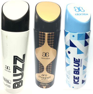 Arochem Buzz , Magnet & Ice Blue Deodorant Spray - For Men(600 ml, Pack of 3)
Arochem Buzz , Magnet & Ice Blue Deodorant Spray - For Men(600 ml, Pack of 3)