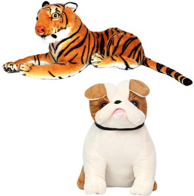 Speoma TIGER AND WHITE &BROWN HUTCH DOG SOFT TOY - 30 cm(Multicolor)
