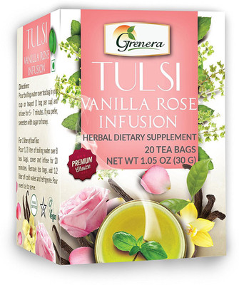 Grenera Tulsi Vanilla Rose Infusion - 20 Tea Bgas / Box Tulsi, Vanilla Herbal Tea Bags(20 Bags, Box)