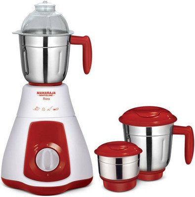 Maharaja Whiteline Flora 550 W Mixer Grinder(Red,White, 3 Jars)