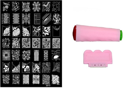 Royalkart Nail Art Stamping Jumbo Image Plate D.I.Y. With Double-Sided Stamper & Scraper(XY17)(Multicolor)