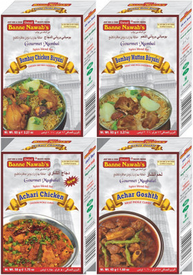Ustad Banne Nawab's BOMBAY ( CHICKEN& MUTTON BIRYANI ) & CHICKEN & MUTTON ( PICKLE CURRY ) - 4 PACK(4 x 70.25 g)
Ustad Banne Nawab's BOMBAY ( CHICKEN& MUTTON BIRYANI ) & CHICKEN & MUTTON ( PICKLE CURRY ) - 4 PACK(4 x 70.25 g)