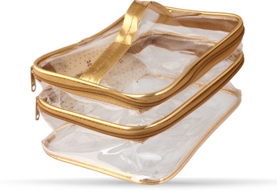 LadyBugBag 2 Layers Transparent Golden Utility Bag Travel Organizer-LBB10336(Gold)