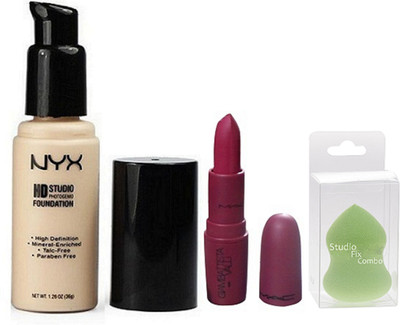 Studio Fix Combo Of Sponge Puff & Nyx HD Photogenic foundation High Definition,Mineral Enriched & Giambattista Valli Instigator Lipstick(Set of 3)
Studio Fix Combo Of Sponge Puff & Nyx HD Photogenic foundation High Definition,Mineral Enriched & Giambattista Valli Instigator Lipstick(Set of 3)