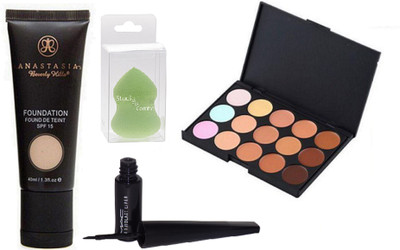 Studio Fix Combo Sponge Blender Puff& 15 Shades Concealer Palette&Liquid Last Eyeliner& Foundation Found De Tent Spf 15(Set of 4)
Studio Fix Combo Sponge Blender Puff& 15 Shades Concealer Palette&Liquid Last Eyeliner& Foundation Found De Tent Spf 15(Set of 4)