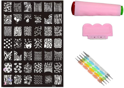 Royalkart Nail Art Stamping Jumbo Image Plate D.I.Y With Double-Sided Stamper, Metal Scraper, 5pcs Double-Sided Dotting Tool (XY12)(Multicolor)
Royalkart Nail Art Stamping Jumbo Image Plate D.I.Y With Double-Sided Stamper, Metal Scraper, 5pcs Double-Sided Dotting Tool (XY12)(Multicolor)