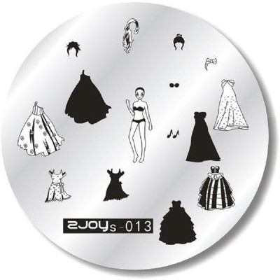 Imported ZJOY Round Nail Art Stamping Image Plate Girl Dress Constum Layered 013(Silver)