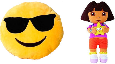 MTC Cool Emogi Emogi Cushion (30 cm) Combo With Stuffed Toy Cartoon Dora Explora (38 cm) - 14 inch(Multicolor)
MTC Cool Emogi Emogi Cushion (30 cm) Combo With Stuffed Toy Cartoon Dora Explora (38 cm) - 14 inch(Multicolor)