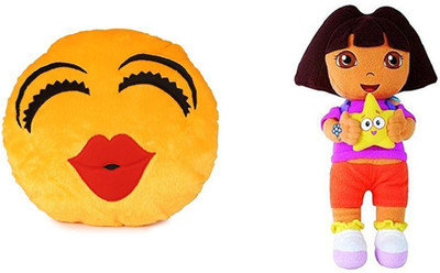 MTC Soft Kiss Cushion (30 cm) Combo With Stuffed Toy Cartoon Dora Explora (38 cm) - 14 inch(Multicolor)
MTC Soft Kiss Cushion (30 cm) Combo With Stuffed Toy Cartoon Dora Explora (38 cm) - 14 inch(Multicolor)