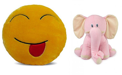 MTC Tongue Out Emogi Cushion (30 cm) Combo With Baby Pink Elephant (25 cm) - 14 inch(Multicolor)
MTC Tongue Out Emogi Cushion (30 cm) Combo With Baby Pink Elephant (25 cm) - 14 inch(Multicolor)