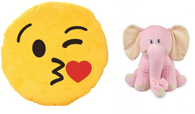 MTC Wynk Kissing Emogi Emogi Cushion (30 cm) Combo With Baby Pink Elephant (25 cm) - 14 inch(Multicolor)
MTC Wynk Kissing Emogi Emogi Cushion (30 cm) Combo With Baby Pink Elephant (25 cm) - 14 inch(Multicolor)