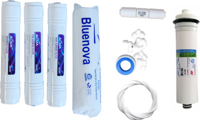 Bluenova 1 Year RO service Kit with Aqua Inline set, Hi-tech 75 GPD membrane, Spun and Other accessories Solid Filter Cartridge(5, Pack of 9)
Bluenova 1 Year RO service Kit with Aqua Inline set, Hi-tech 75 GPD membrane, Spun and Other accessories Solid Filter Cartridge(5, Pack of 9)