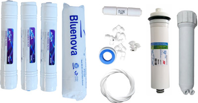 Bluenova 1 Year RO service Kit with Aqua Inline set, Hi-tech 75 GPD membrane, Housing (MH), Spun and Other accessories Solid Filter Cartridge(5, Pack of 11)
Bluenova 1 Year RO service Kit with Aqua Inline set, Hi-tech 75 GPD membrane, Housing (MH), Spun and Other accessories Solid Filter Cartridge(5, Pack of 11)