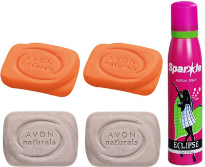 Avon Anew two Naturals Exfoliating Bar Soap (100 g) & one two Natural Papaya Bar Soap (100g) With one sparkle perfume spray 150 ml(Set of 5)
Avon Anew two Naturals Exfoliating Bar Soap (100 g) & one two Natural Papaya Bar Soap (100g) With one sparkle perfume spray 150 ml(Set of 5)