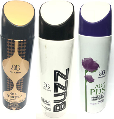 Arochem Magnet , Buzz & Pds Deodorant Spray - For Men & Women(600 ml, Pack of 3)
Arochem Magnet , Buzz & Pds Deodorant Spray - For Men & Women(600 ml, Pack of 3)