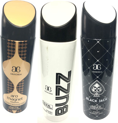 Arochem Magnet , Buzz & Black Jack Deodorant Spray - For Men & Women(600 ml, Pack of 3)
Arochem Magnet , Buzz & Black Jack Deodorant Spray - For Men & Women(600 ml, Pack of 3)