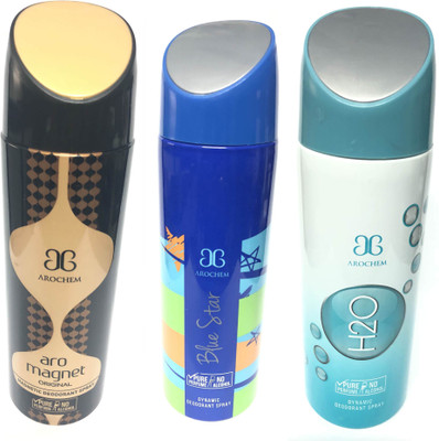 Arochem Magnet , Blue Star & H2o Deodorant Spray - For Men & Women(600 ml, Pack of 3)
Arochem Magnet , Blue Star & H2o Deodorant Spray - For Men & Women(600 ml, Pack of 3)