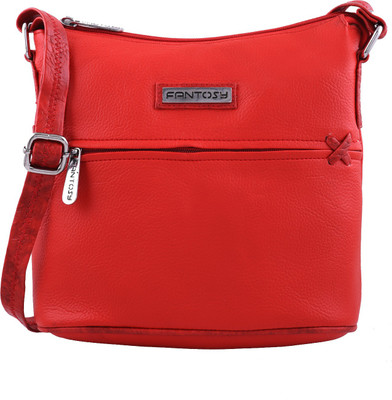 Fantosy Women Casual Red Leatherette Sling Bag