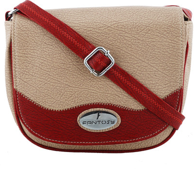 Fantosy Women Casual Beige PU Sling Bag