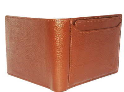 SQUID BLUE Men Tan Genuine Leather Wallet(8 Card Slots)