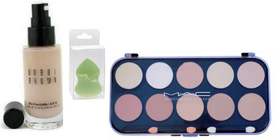 Studio Fix Combo Sponge Blender Puff& MAC 10 Shades Concealer Palette& Bobbi Brown Liquid Foundation(Set of 3) 
Studio Fix Combo Sponge Blender Puff& MAC 10 Shades Concealer Palette& Bobbi Brown Liquid Foundation(Set of 3)