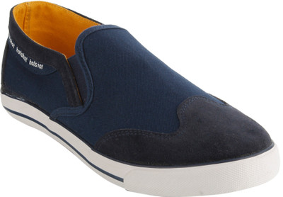 Hot Shot Navy Blue Casual Synthetic Leather Slip On Sneakers Slip On Sneakers For Men(Blue