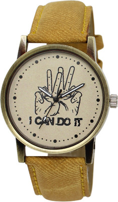 Shocknshop Analog I WORK HARD Designer Dial Tan Men's Stylish Watch - For Boys