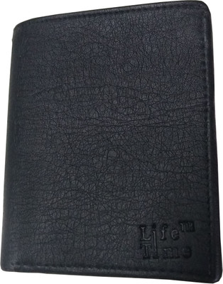 Lifetime Men Black Artificial Leather Wallet(9 Card Slots)