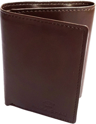 NUKAICHAU Men Brown Genuine Leather Wallet(5 Card Slots), 73 fld brn 5 coin zip