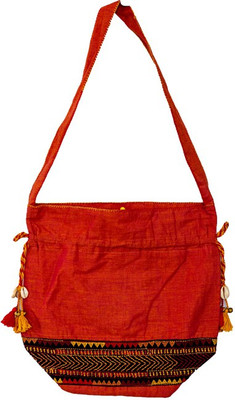 Lambani Embroidery Cotton Red Potli Bag Shoulder Bag(Red, 5 inch)