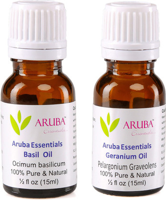 Aruba Essentials Basil Oil & Geranium Oil 100% Undiluted Combo of 15 ml each(30 ml)
Aruba Essentials Basil Oil & Geranium Oil 100% Undiluted Combo of 15 ml each(30 ml)