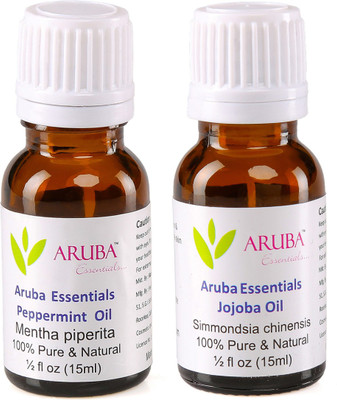Aruba Essentials Peppermint Oil & Jojoba Oil100% Undiluted Combo of 15 ml each(30 ml)
Aruba Essentials Peppermint Oil & Jojoba Oil100% Undiluted Combo of 15 ml each(30 ml)