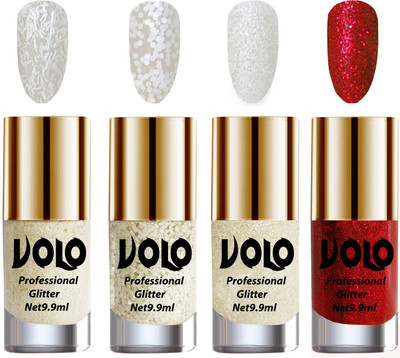 Volo Professionally Used Glitter Shine Nail Polish Combo Pack of 4 White Nail Art And Glitter, White Nail Art And Glitter, White Nail Art And Glitter, Red Glitter(Pack of 4)
Volo Professionally Used Glitter Shine Nail Polish Combo Pack of 4 White Nail Art And Glitter, White Nail Art And Glitter, White Nail Art And Glitter, Red Glitter(Pack of 4)