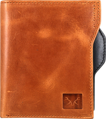Bizarre Kraftz Men Tan Genuine Leather Wallet(8 Card Slots), Tan-black
