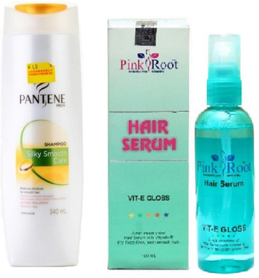 Pink Root Hair Serum 100ml, Pantene Shampoo Large Silky Smooth Care(Set of 2)